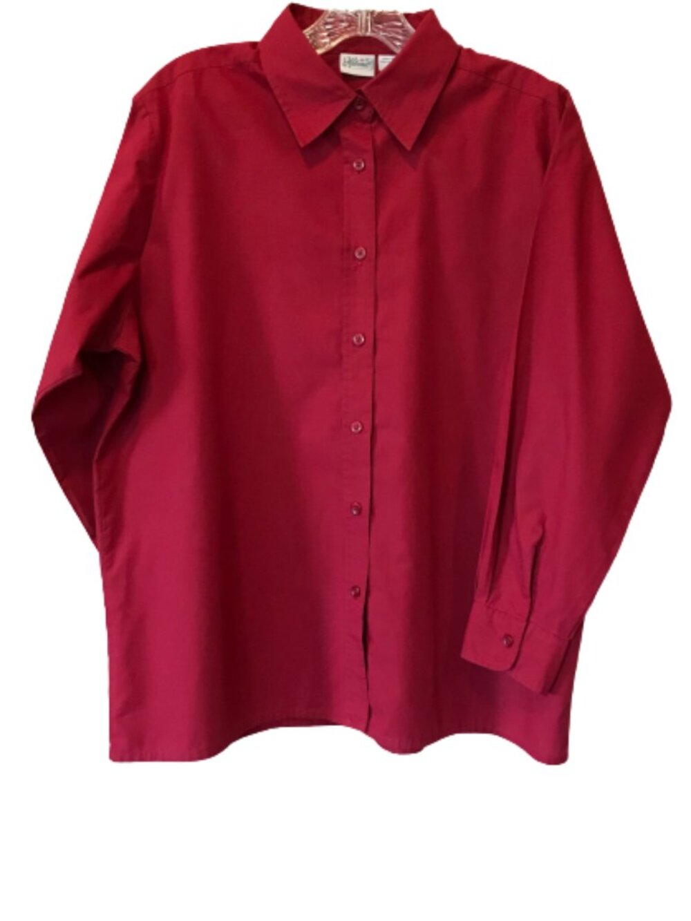 Haband! Cranberry Red Button Down Dress Shirt Size Large